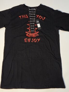 Fashion Nova Gothic Punk Retro Thank You Pagoda Graphic Black XL T-Shirt Dress